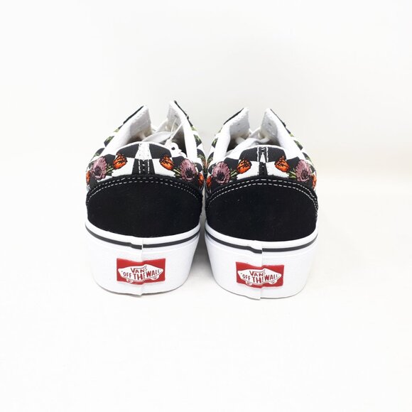 Vans Old Skool Stacked Platform Shoe Sneaker Poppy Floral Black Womens Size NEW - Picture 6 of 11